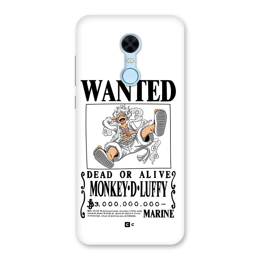 Munkey D Luffy Wanted  Back Case for Redmi Note 5