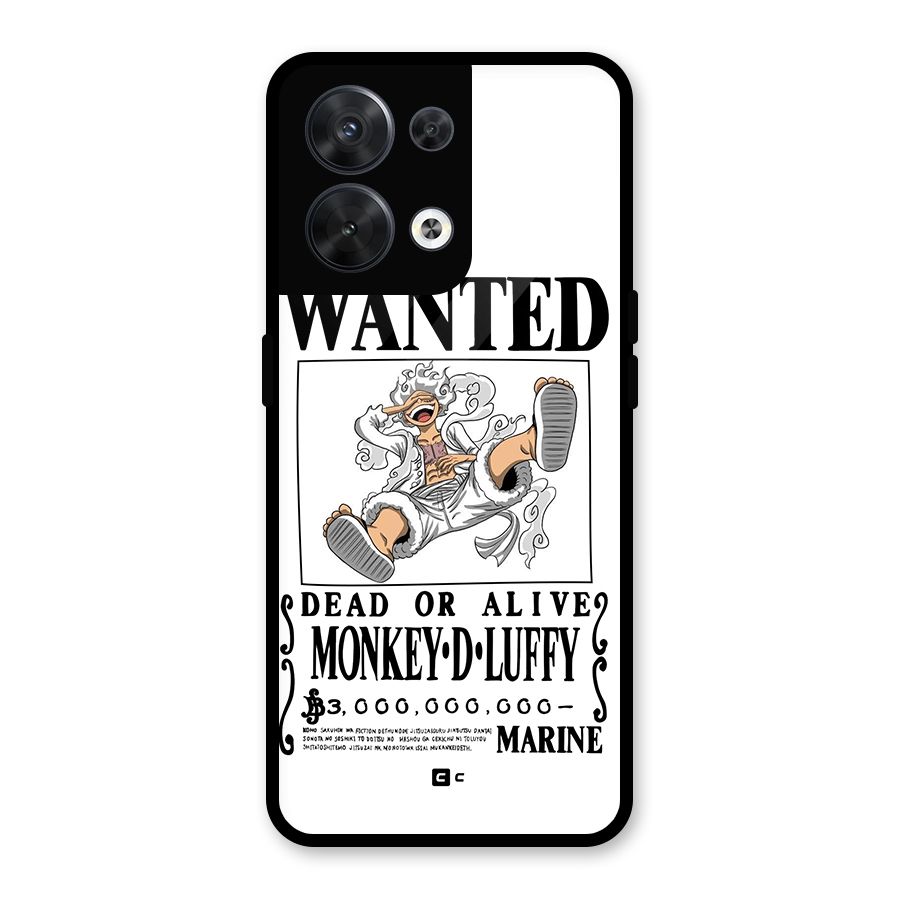 Munkey D Luffy Wanted  Glass Back Case for Oppo Reno8 5G