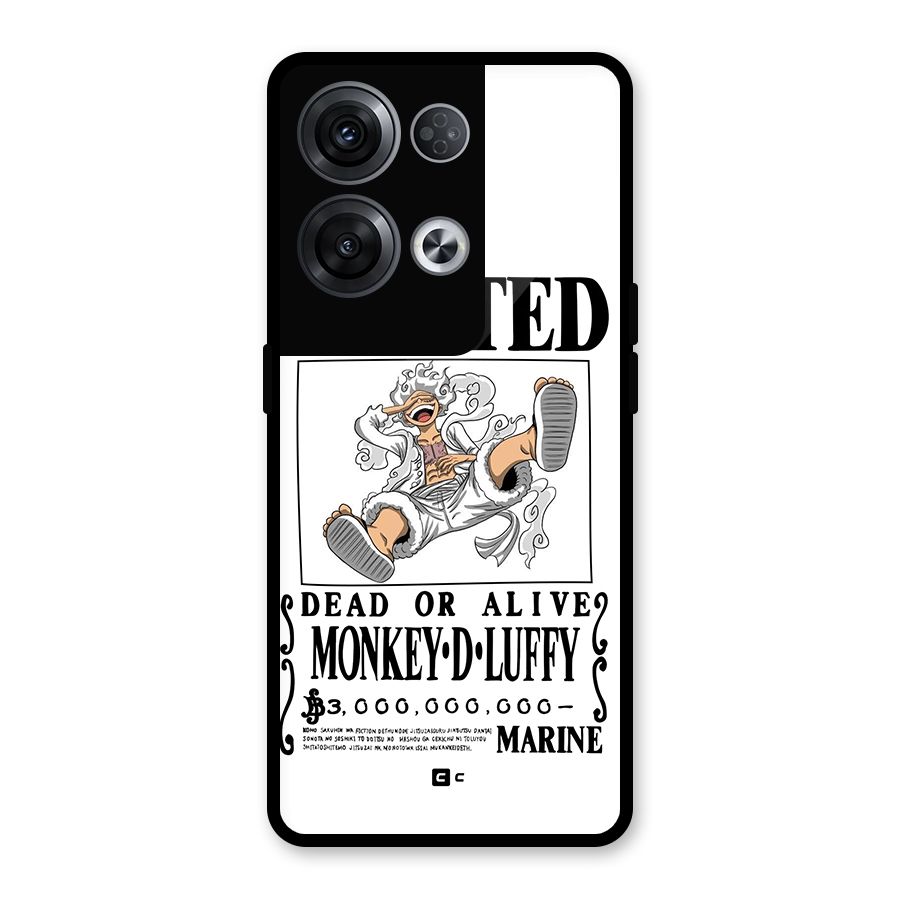 Munkey D Luffy Wanted  Glass Back Case for Oppo Reno8 Pro 5G