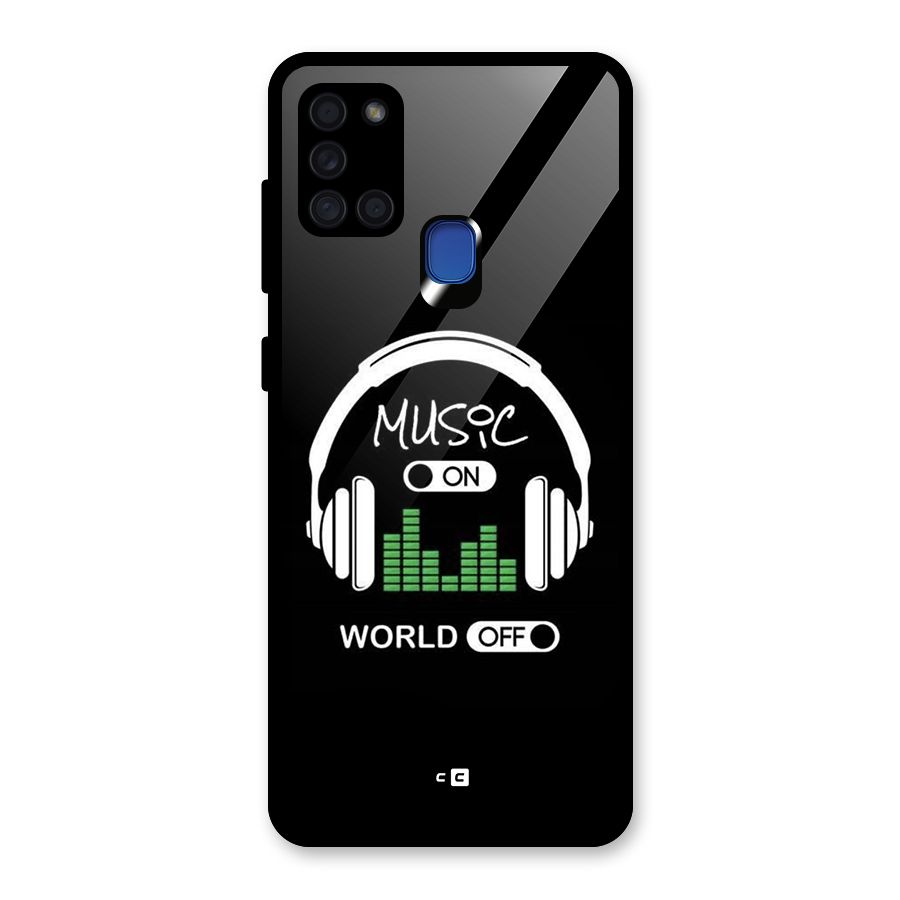 Music On World Off Glass Back Case for Galaxy A21s