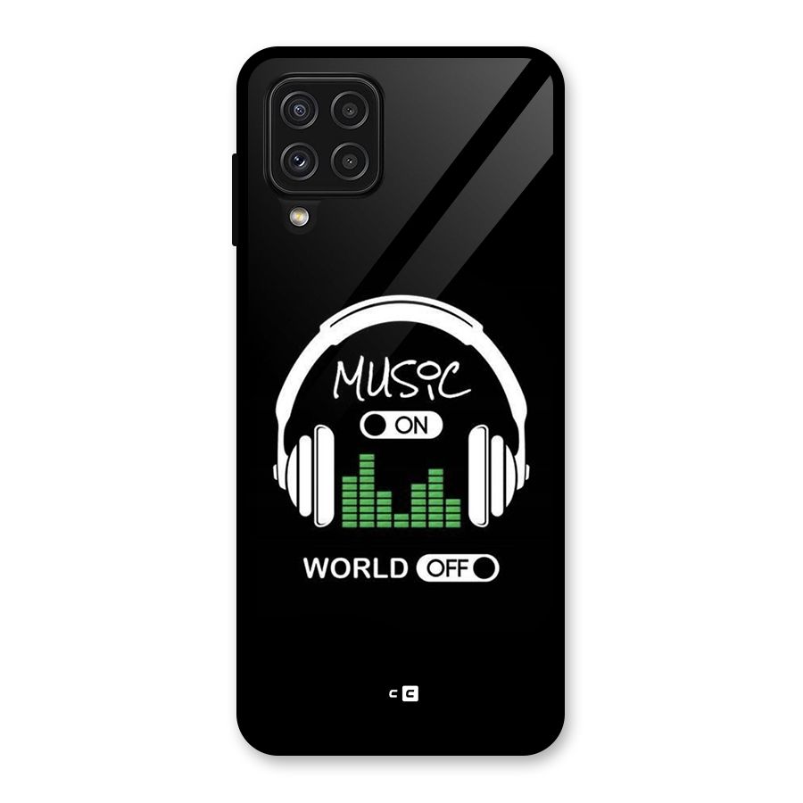 Music On World Off Glass Back Case for Galaxy A22 4G