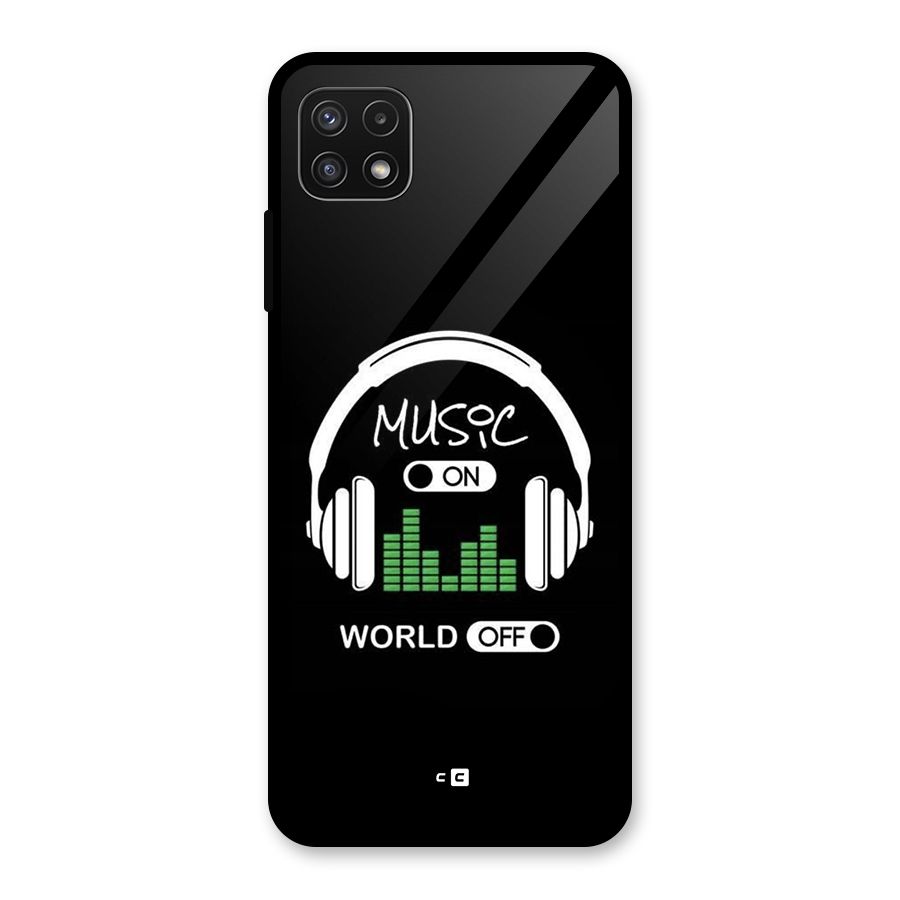 Music On World Off Glass Back Case for Galaxy A22 5G