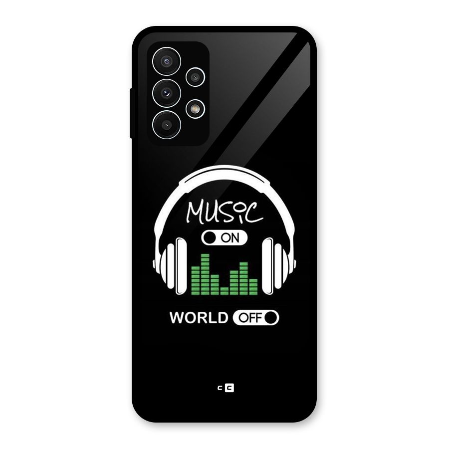 Music On World Off Glass Back Case for Galaxy A23