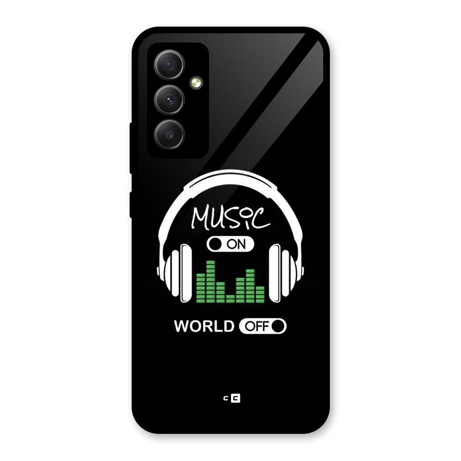 Music On World Off Glass Back Case for Galaxy A34