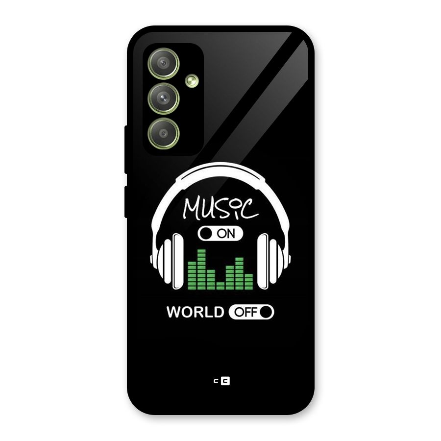 Music On World Off Glass Back Case for Galaxy A54