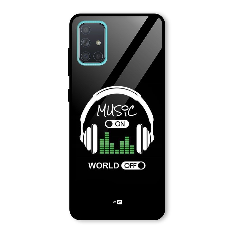 Music On World Off Glass Back Case for Galaxy A71