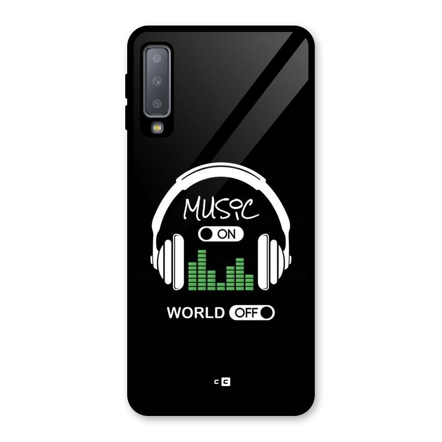 Music On World Off Glass Back Case for Galaxy A7 (2018)