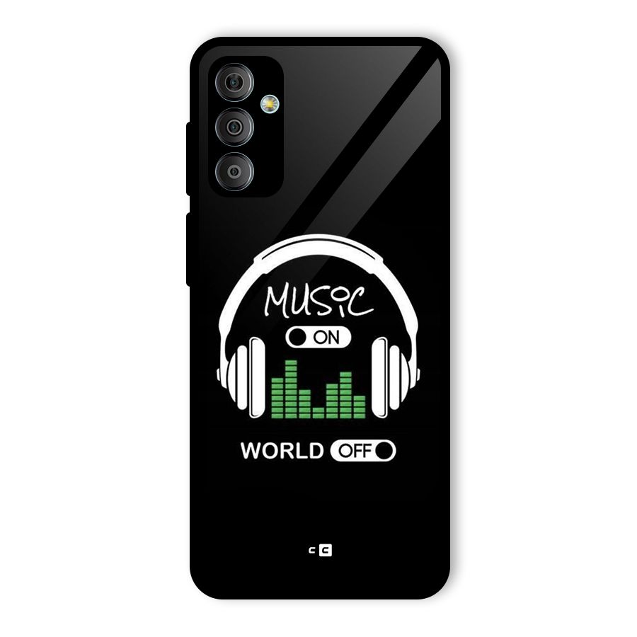 Music On World Off Glass Back Case for Galaxy F23