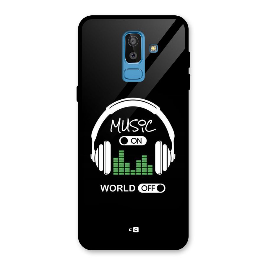 Music On World Off Glass Back Case for Galaxy J8