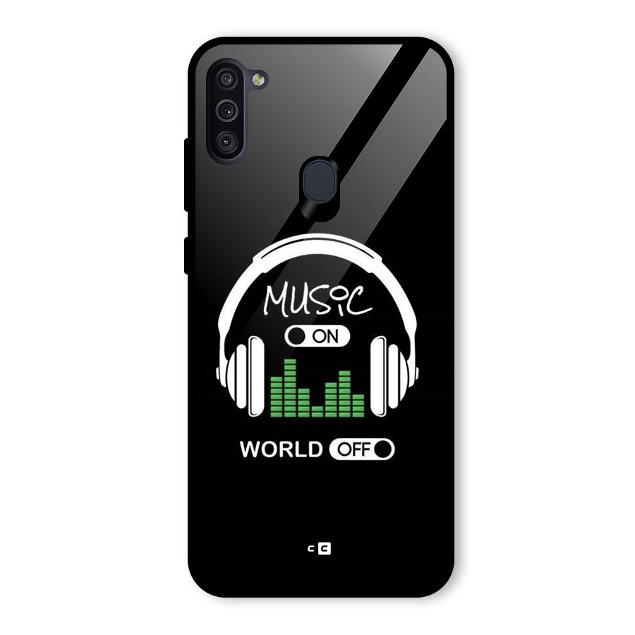 Music On World Off Glass Back Case for Galaxy M11