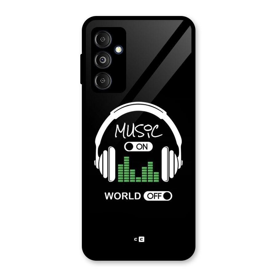 Music On World Off Glass Back Case for Galaxy M14 5G