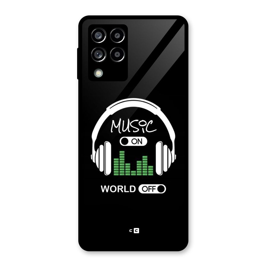 Music On World Off Glass Back Case for Galaxy M53 5G