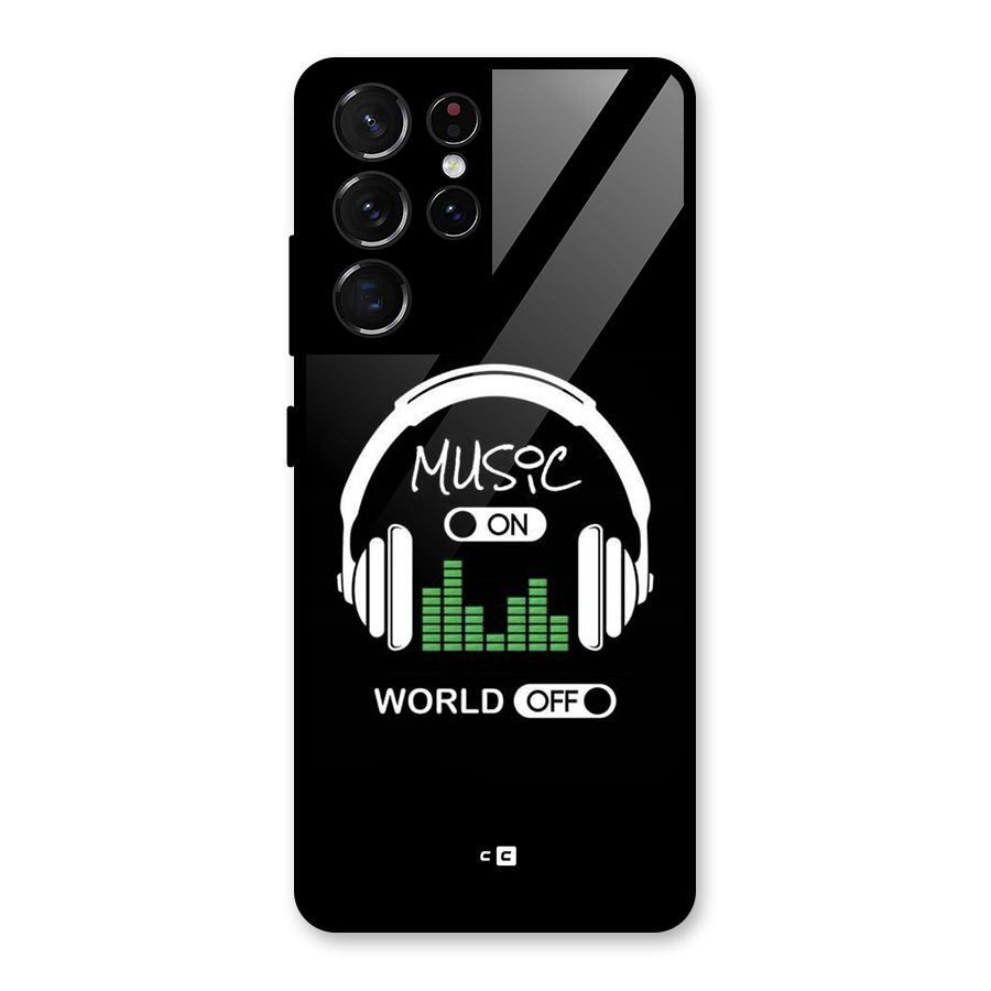 Music On World Off Glass Back Case for Galaxy S21 Ultra 5G