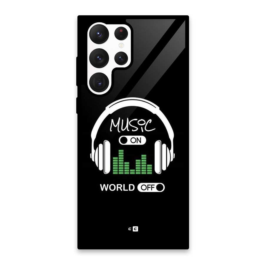 Music On World Off Glass Back Case for Galaxy S22 Ultra 5G