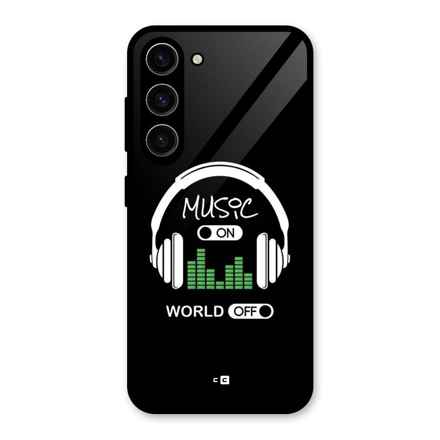 Music On World Off Glass Back Case for Galaxy S23