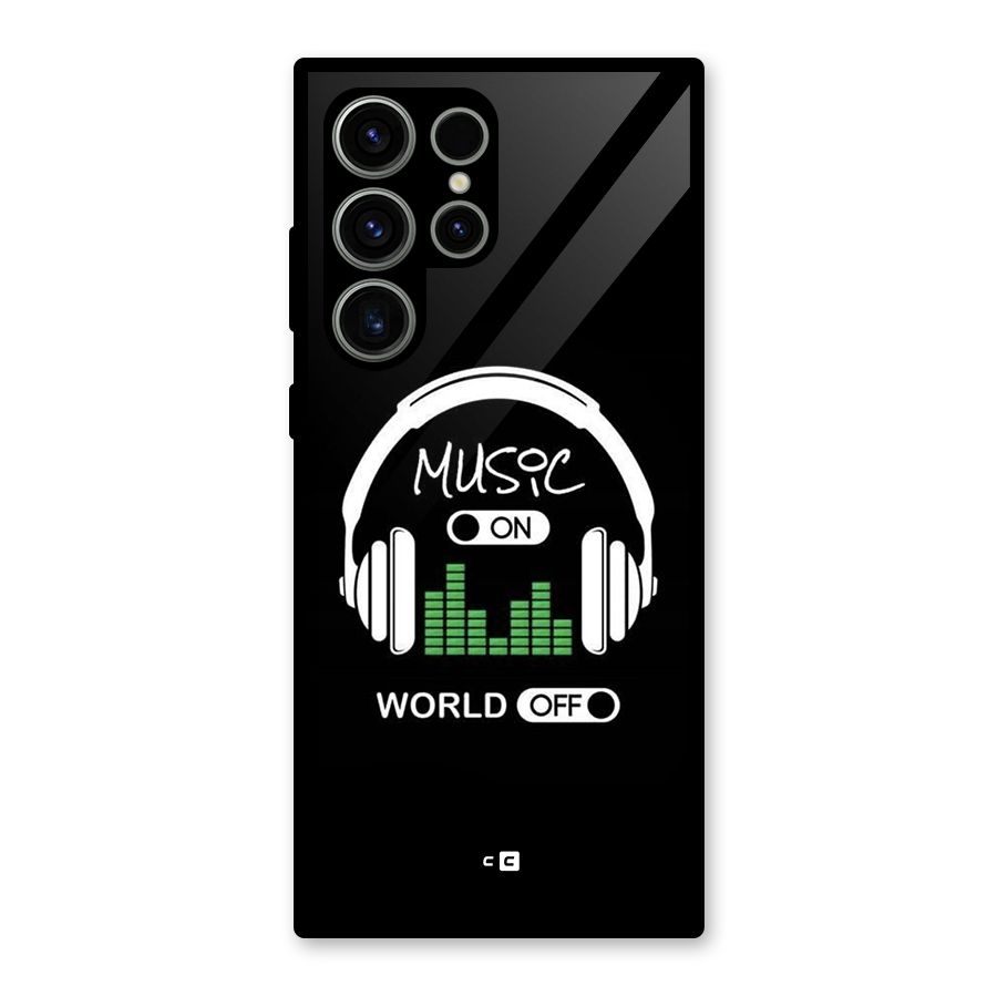 Music On World Off Glass Back Case for Galaxy S23 Ultra