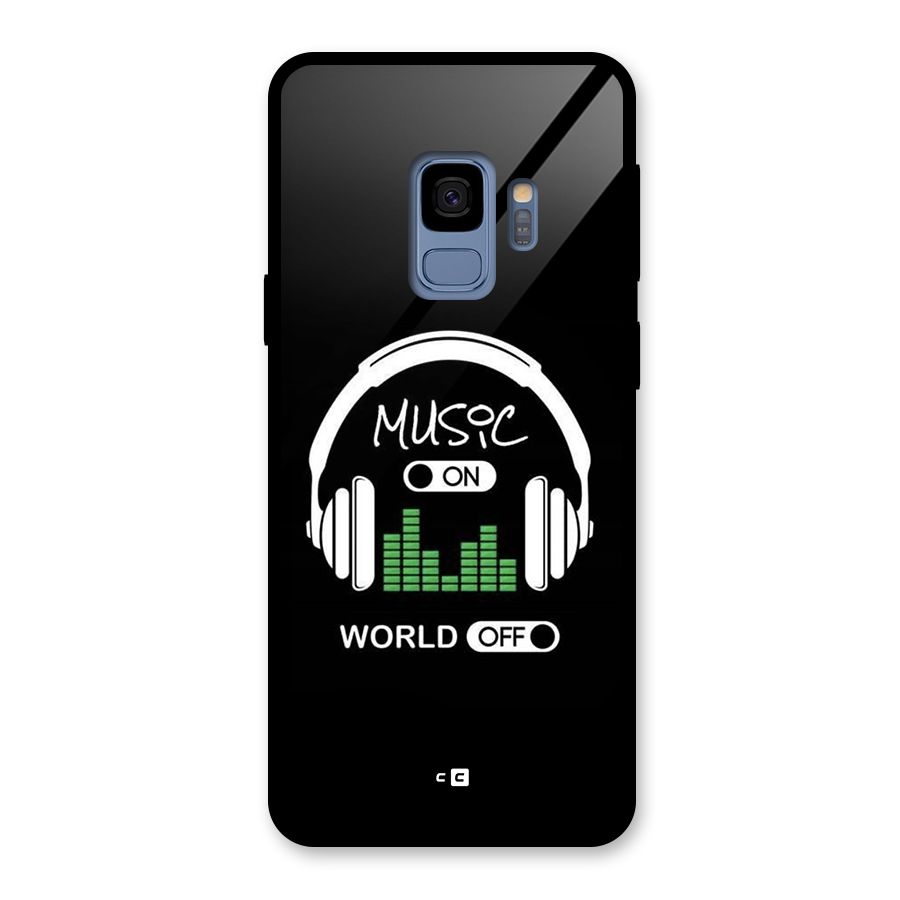 Music On World Off Glass Back Case for Galaxy S9