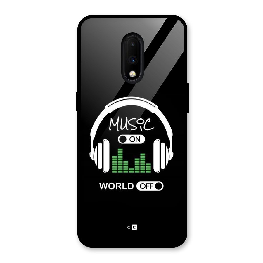 Music On World Off Glass Back Case for OnePlus 7