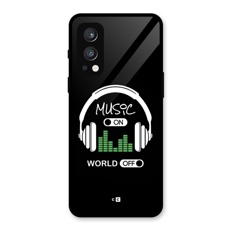 Music On World Off Glass Back Case for OnePlus Nord 2 5G