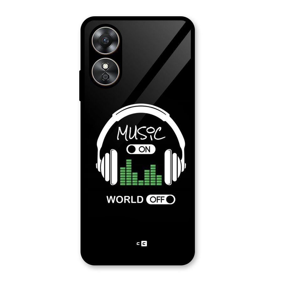 Music On World Off Glass Back Case for Oppo A17