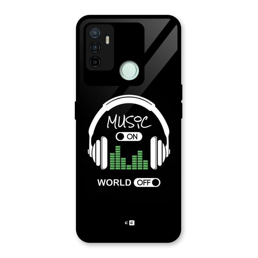 Music On World Off Glass Back Case for Oppo A53
