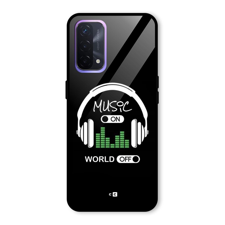 Music On World Off Glass Back Case for Oppo A74 5G