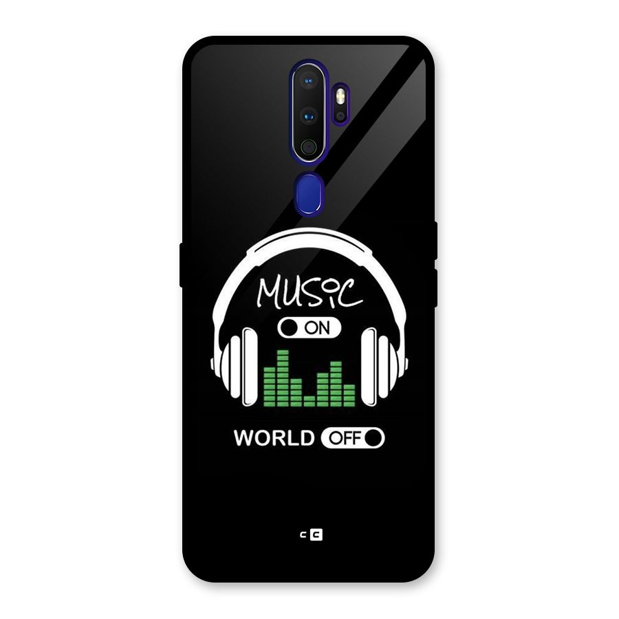 Music On World Off Glass Back Case for Oppo A9 (2020)