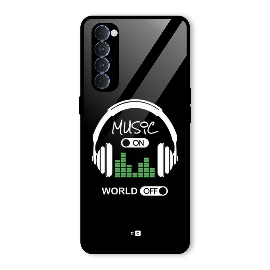 Music On World Off Glass Back Case for Oppo Reno4 Pro