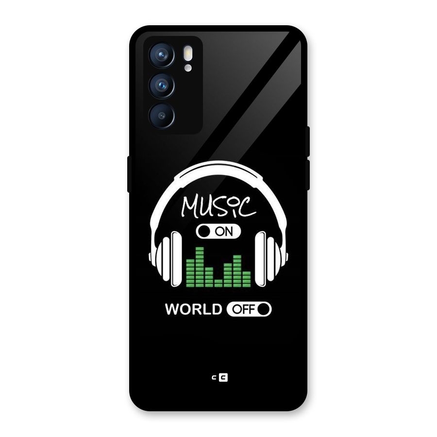 Music On World Off Glass Back Case for Oppo Reno6 5G