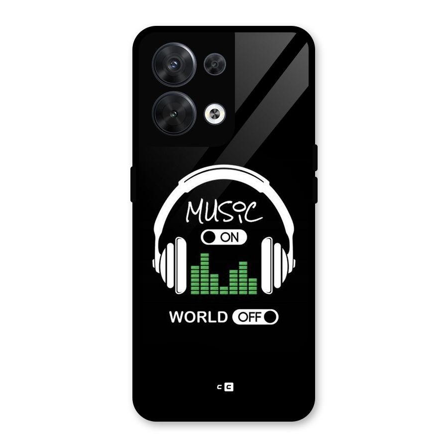 Music On World Off Glass Back Case for Oppo Reno8 5G