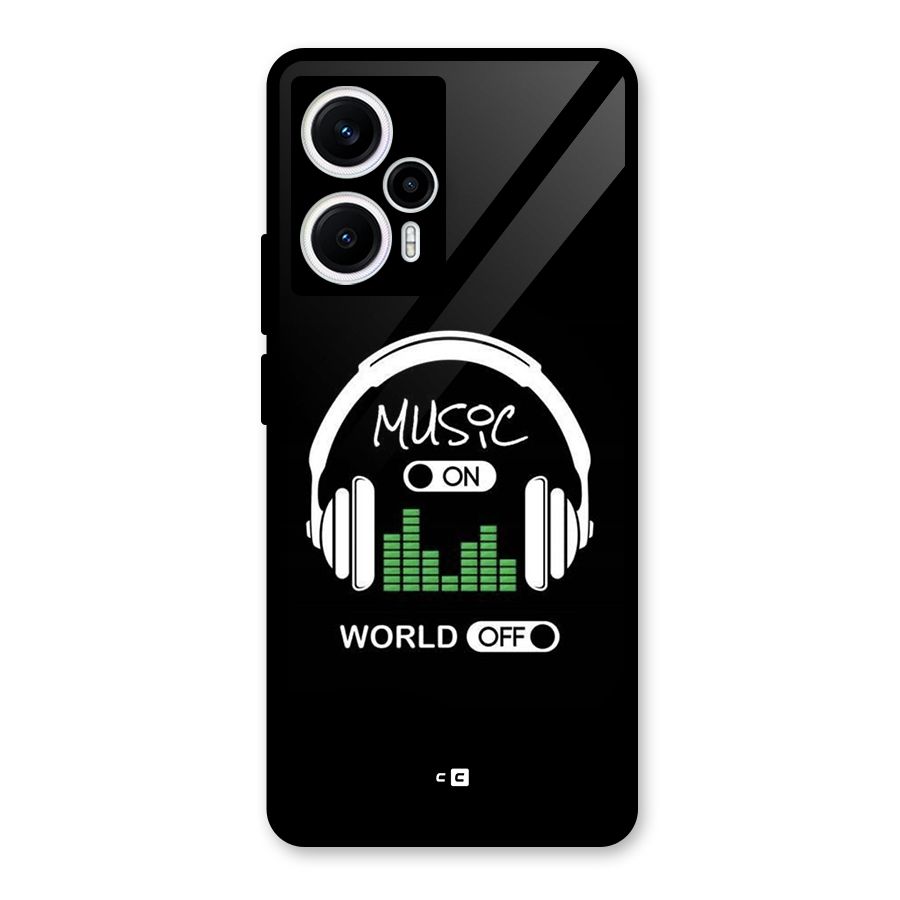 Music On World Off Glass Back Case for Poco F5