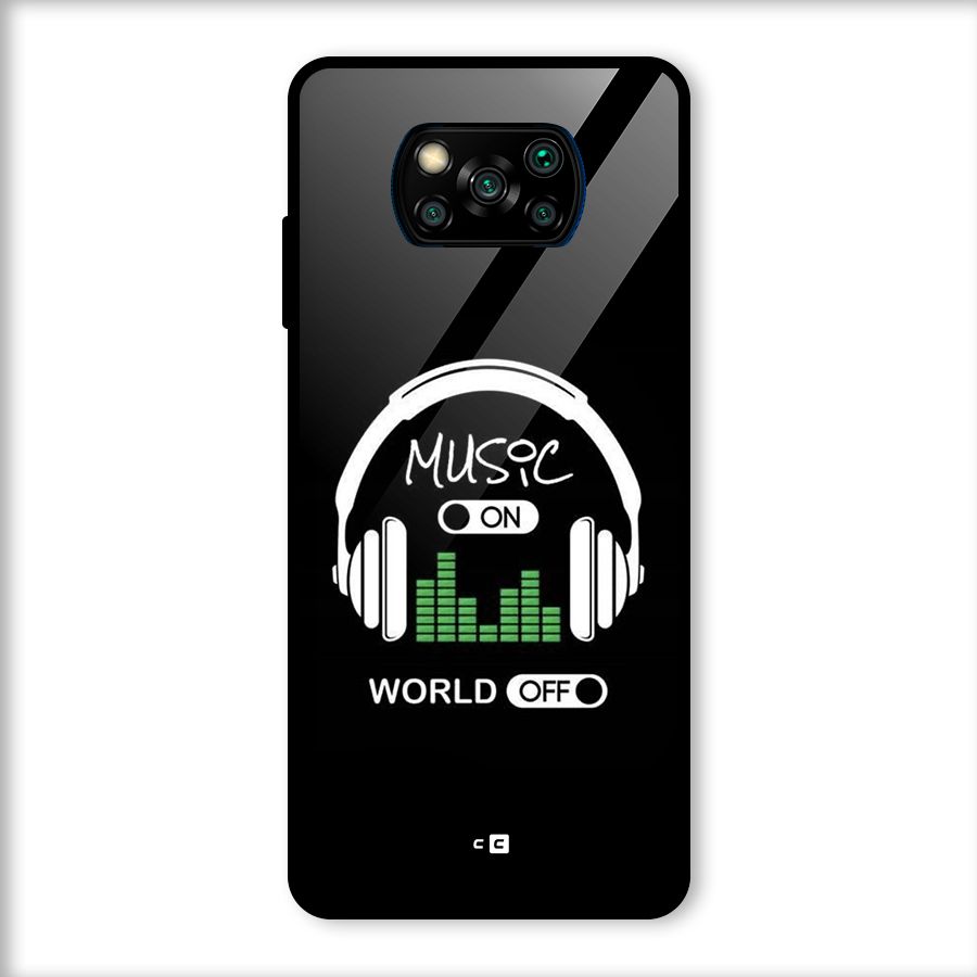 Music On World Off Glass Back Case for Poco X3