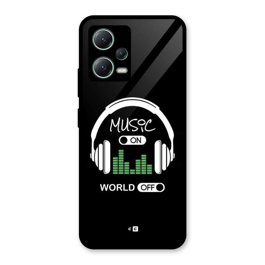 Music On World Off Glass Back Case for Poco X5