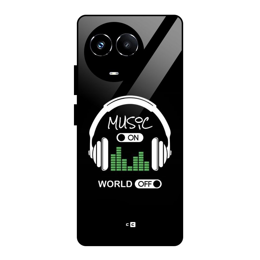 Music On World Off Glass Back Case for Realme 11X
