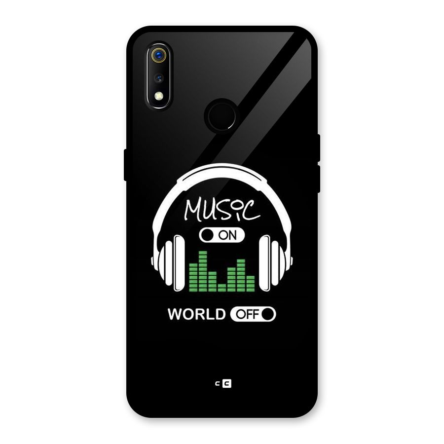 Music On World Off Glass Back Case for Realme 3i