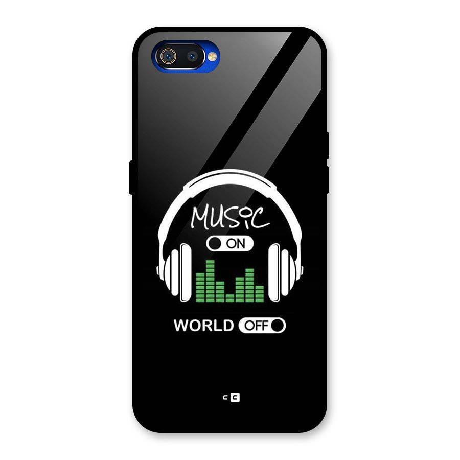 Music On World Off Glass Back Case for Realme C2
