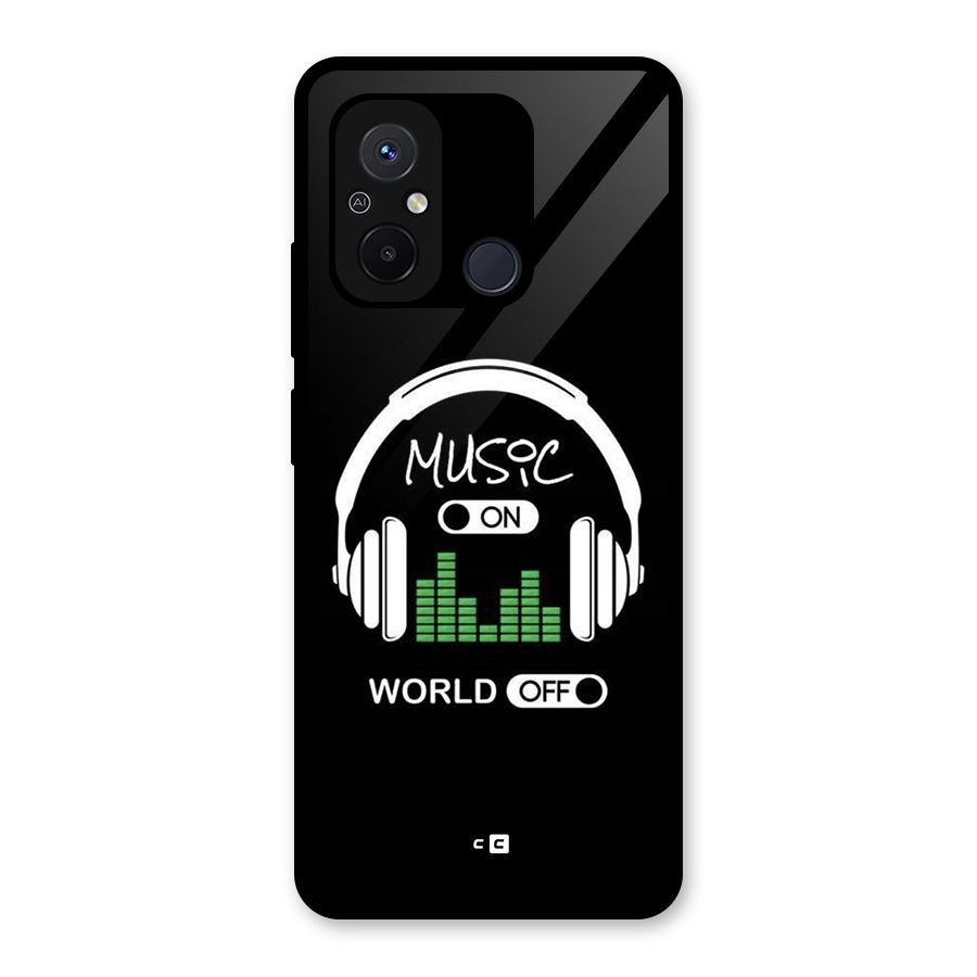 Music On World Off Glass Back Case for Redmi 12C