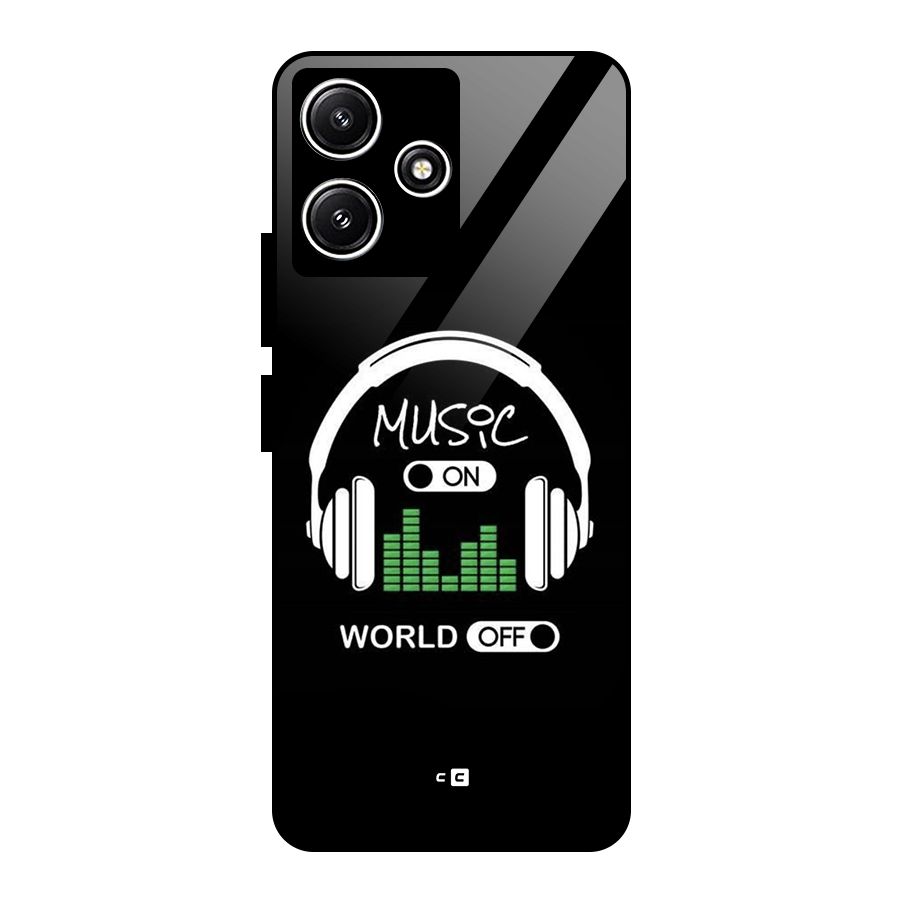 Music On World Off Glass Back Case for Redmi 12 5G