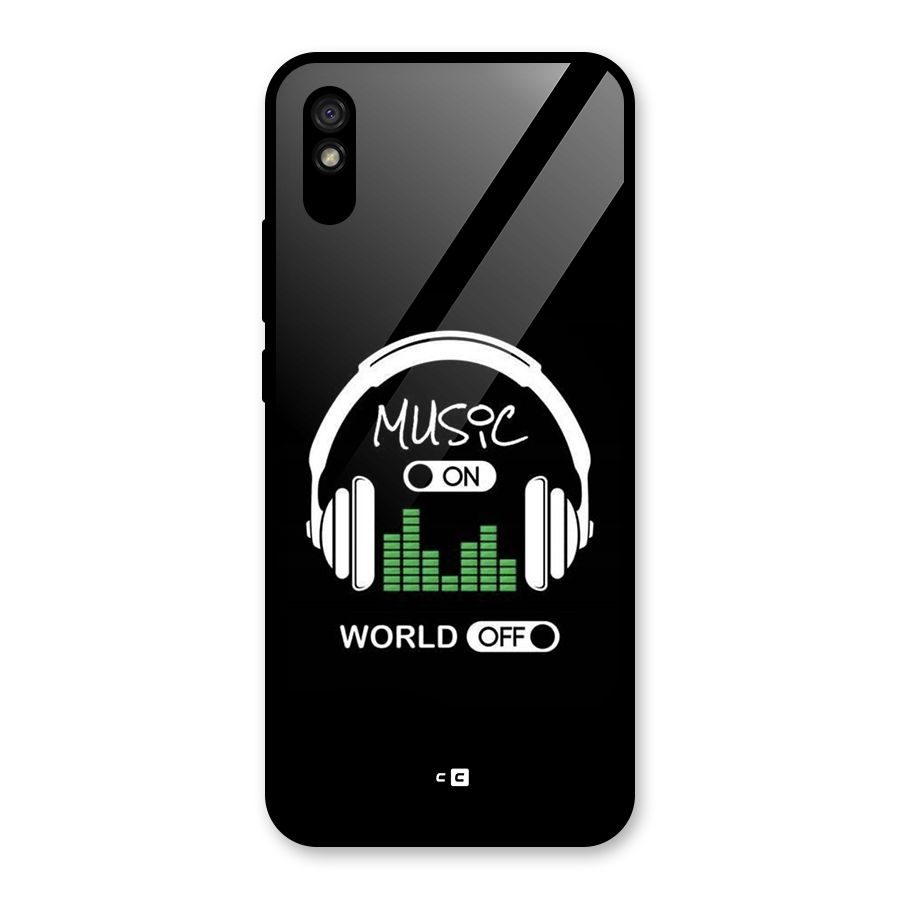 Music On World Off Glass Back Case for Redmi 9i