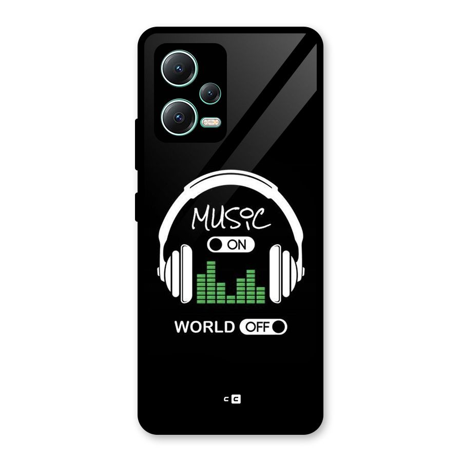 Music On World Off Glass Back Case for Redmi Note 12 5G