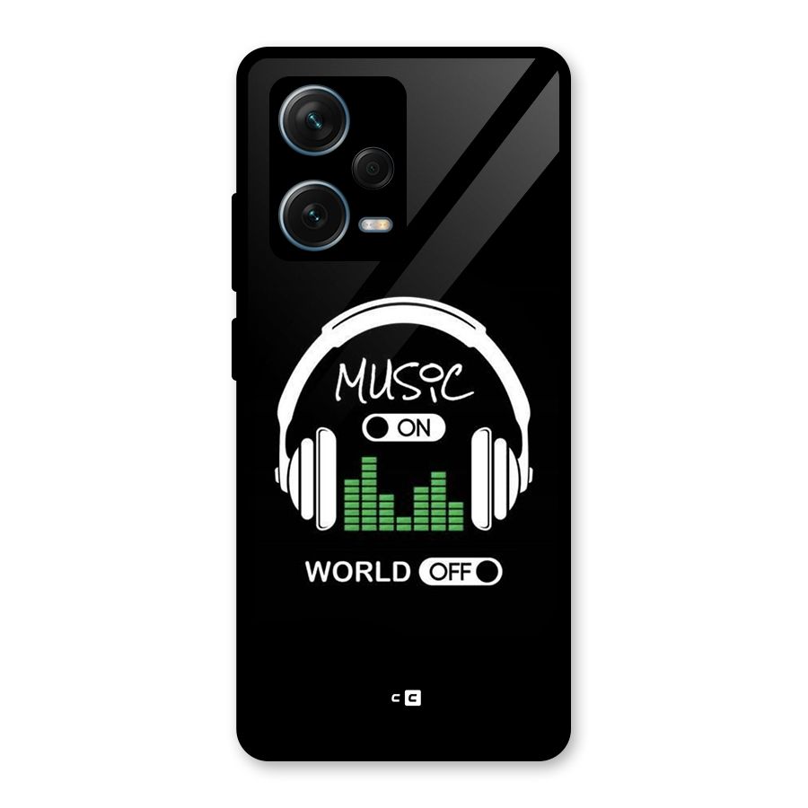 Music On World Off Glass Back Case for Redmi Note 12 Pro Plus 5G