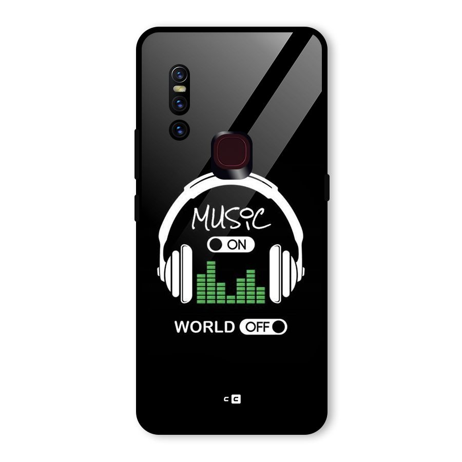 Music On World Off Glass Back Case for Vivo V15