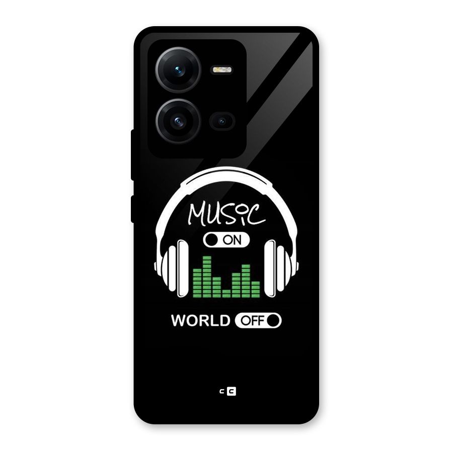 Music On World Off Glass Back Case for Vivo V25