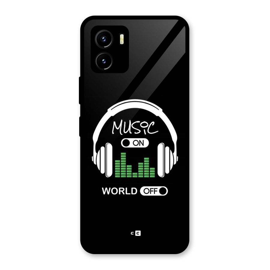 Music On World Off Glass Back Case for Vivo Y15s