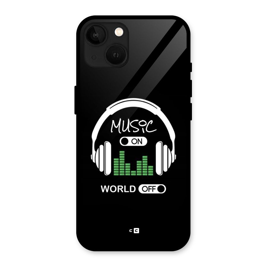 Music On World Off Glass Back Case for iPhone 13