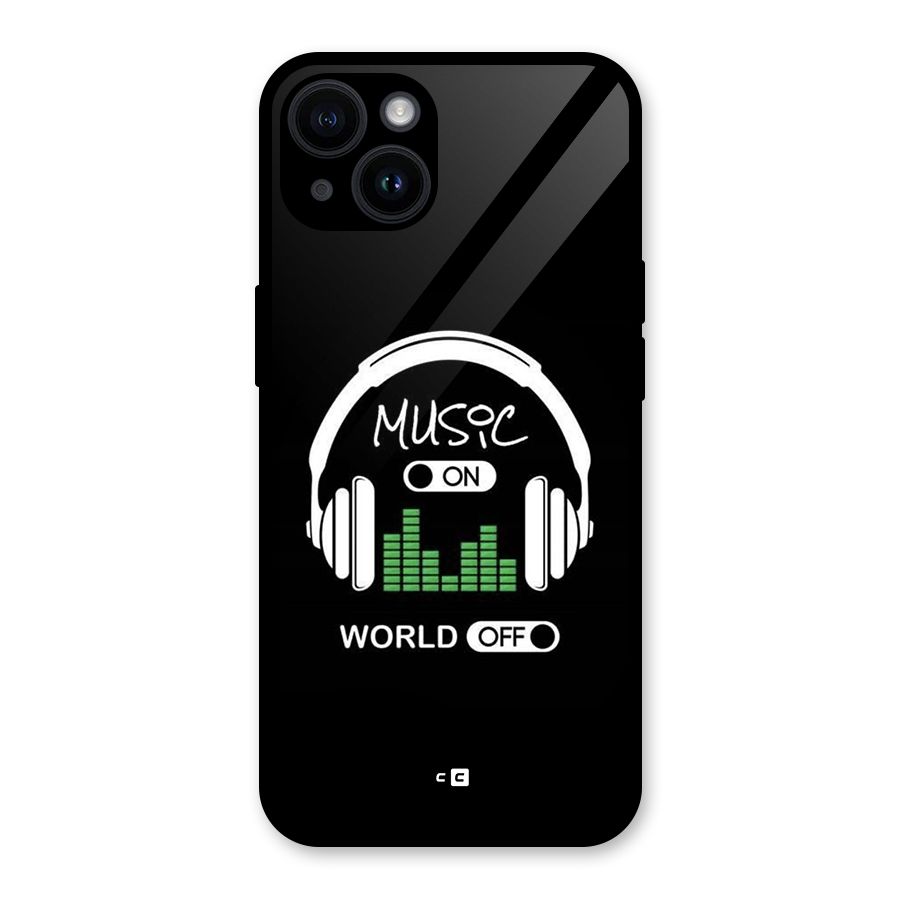Music On World Off Glass Back Case for iPhone 14