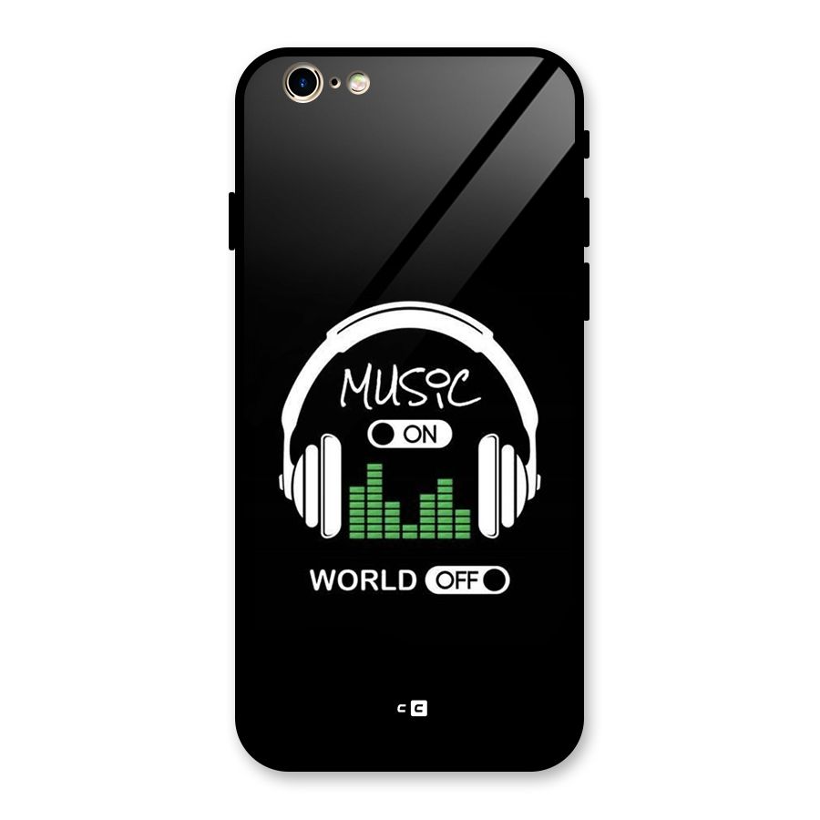 Music On World Off Glass Back Case for iPhone 6 6S