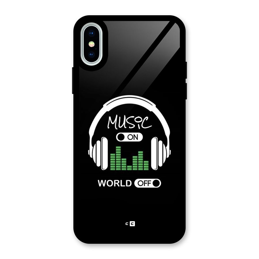 Music On World Off Glass Back Case for iPhone X