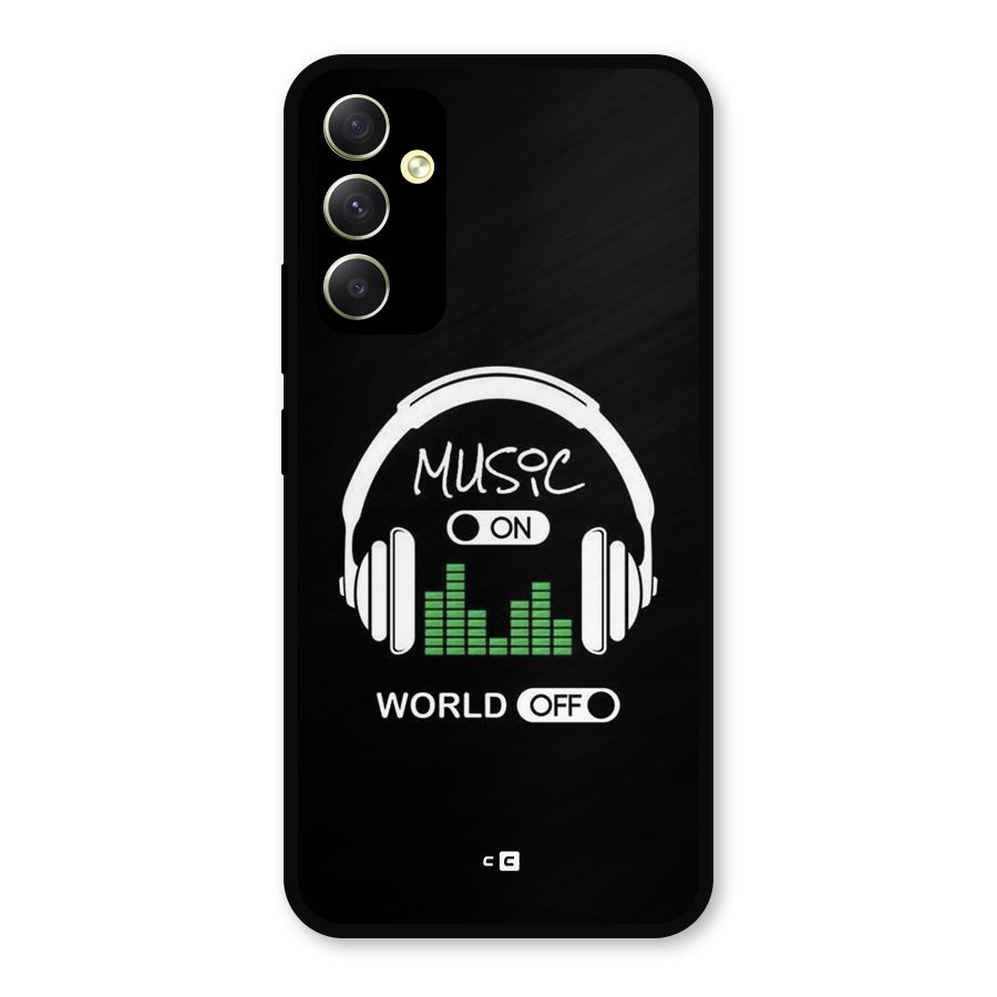 Music On World Off Metal Back Case for Galaxy A34