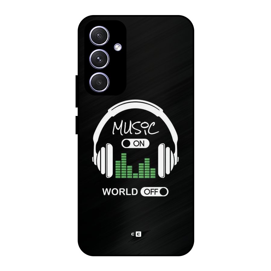 Music On World Off Metal Back Case for Galaxy A54